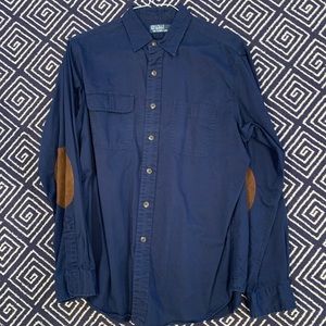 Ralph Lauren Polo button down suede patches large